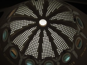 We sang under the ceiling of the chapel of the angels.