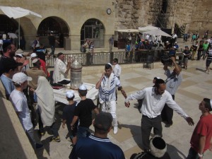 This celebration took place beside the Western Wall. 