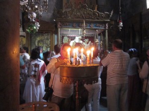 Visitors lighted candles and sang hymns.