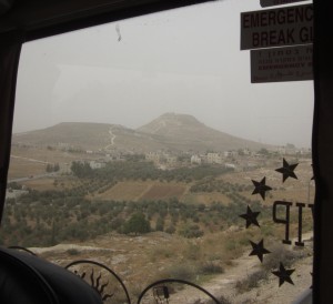 Herodium is the man-made mountain to the right.