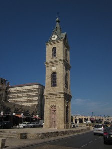 The clock tower dates from Ottoman times.