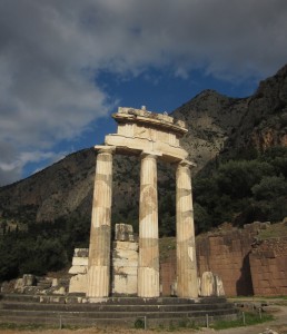 The Tholis of Athena stands before the temple complex.