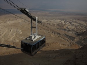 A gondola approaches Masada.
