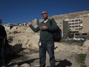 Husam Jubran stands before Mt. Gerizim.